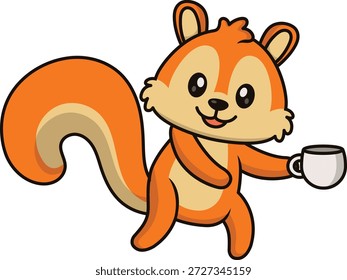 Alegre personaje de dibujos animados de ardilla. Ilustración vectorial sobre fondo blanco.