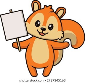 Fröhliche Eichhörnchen Cartoon Charakter. Vektorgrafik auf weißem Hintergrund.