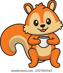 Alegre personaje de dibujos animados de ardilla. Ilustración vectorial sobre fondo blanco.