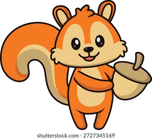 Alegre personaje de dibujos animados de ardilla. Ilustración vectorial sobre fondo blanco.