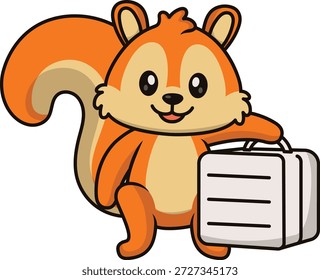 Alegre personaje de dibujos animados de ardilla. Ilustración vectorial sobre fondo blanco.