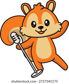 Cheerful Squirrel Cartoon Character. Vector Illustration on White Background.