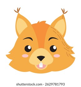 Cheerful squirrel face portrait. Vector illustration