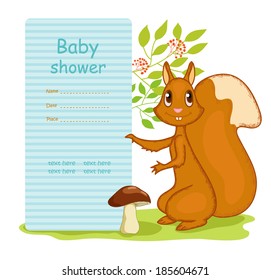 Cheerful squirrel in the wood