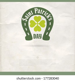 cheerful st patrick's day vector banner cheerful english classic vacation texture traditional background scene ceremony sprout sign celebration green smiling vintage four 4 graphic graphical visual mi