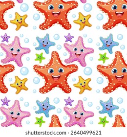 Cheerful starfish with bubbles in a playful design