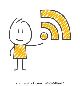 A Cheerful Stick Figure Highlighting the Theme of Wireless Network and Communication Technologies.