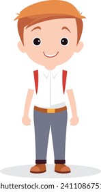 Un estudiante alegre con una mochila se encuentra confiado en esta ilustración vectorial.