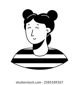 A cheerful, stylized illustration of a young Asian woman