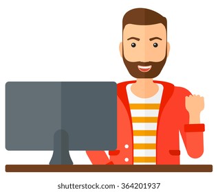Cheerful successful man.