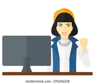 Cheerful successful woman.