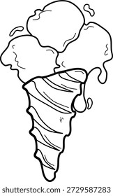 Fröhliche Sommer-Eis-Vektorgrafik. Minimalistische süße Eiscreme-Grafik. Handgezeichnetes Eiscreme-Symbol