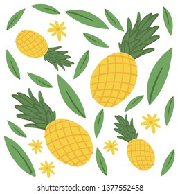 Cheerful summer pattern with pineapple for fabric, paper and packaging.