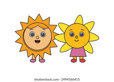 Cheerful Summer Season vector illustration. Explore our "Cheerful Summer Season Kids Images featuring vibrant and playful illustrations of children enjoying summer activities.