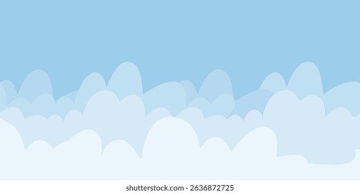 Cheerful summer sky with soft white clouds in bright blue. Minimal and dreamy illustration perfect for outdoor scenes, kids’ art, or warm season designs.