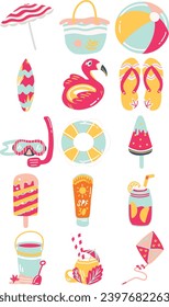 Cheerful Summer Vacation Illustration Set