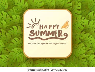 Cheerful summer-themed text vector template design. Summertime greeting message in a blank space for typography.