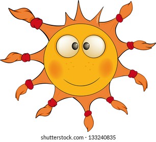 The cheerful sun. Cartoon