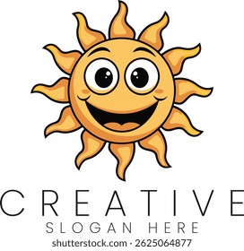 Cheerful sun cartoon perfect for kids bright summer designs happy smiling character illustration