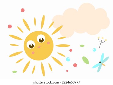Cheerful sun on a summer day to have fun with a cloud