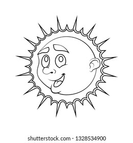 Cheerful sun. Vector illustration.