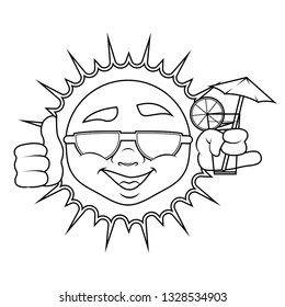 Cheerful sun. Vector illustration.