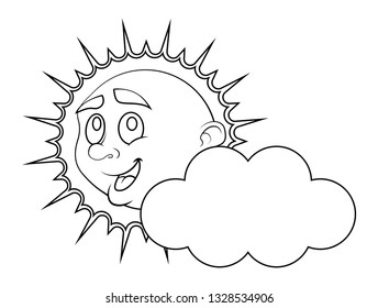 Cheerful sun. Vector illustration.