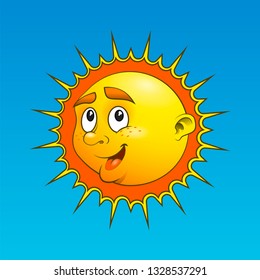 Cheerful sun. Vector illustration.