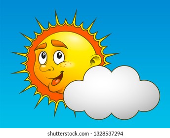 Cheerful sun. Vector illustration.