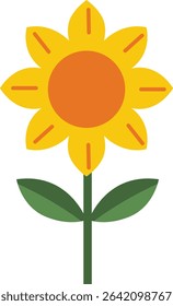 A cheerful sunflower with radiant yellow petals and a bold center, embodying warmth and positivity in a minimalist, vibrant design.