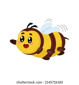 A cheerful superhero bee is flying to the rescue. bee protection day from pesticides