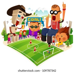 Cheerful Supporter of soccer. vector illustration