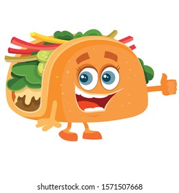 cheerful taco character with eyes smiling, isolated object on a white background,