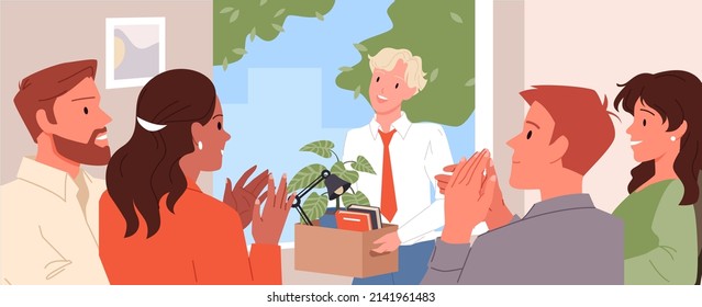 Cheerful team welcome new office employee. Worker onboarding, greeting newcomer, warm people integration, company familiarization, work engagement cartoon vector illustration