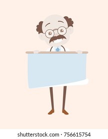Cheerful Throat Specialist Showing Scroll Banner Vector
