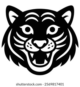 Cheerful Tiger Face Silhouette for Decor Designs