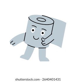 Cheerful toilet paper character giving a thumbs-up with a confident smile. Vector illustration.