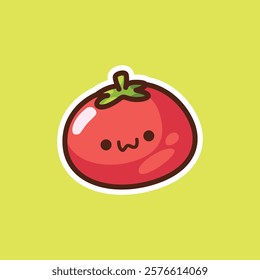 Cheerful tomato cartoon with a smiling face, ideal for food-related designs, children’s graphics, or fresh produce marketing.