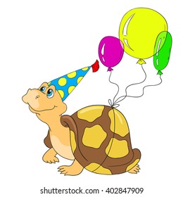 Cheerful tortoise for holiday cards