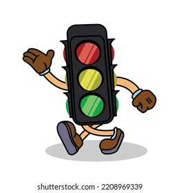 El animado personaje del semáforo está caminando