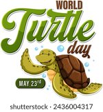 Cheerful turtle celebrating World Turtle Day event