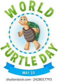 Cheerful turtle celebrating World Turtle Day event