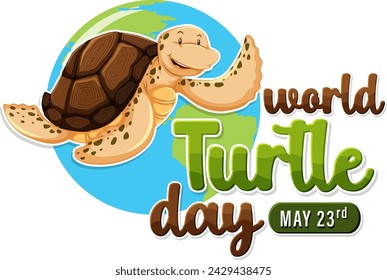 Cheerful turtle celebrating World Turtle Day