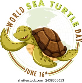 Cheerful turtle illustration for environmental awareness