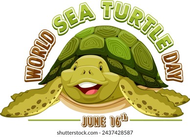 Cheerful turtle illustration for World Sea Turtle Day