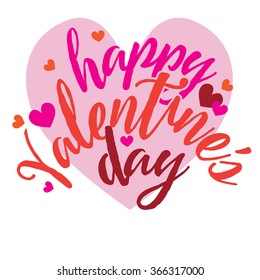 Cheerful Valentine's Day lettering design. EPS 10 vector.