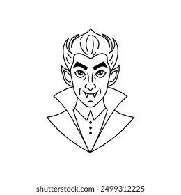  Cheerful vampire in doodle style on  white background.