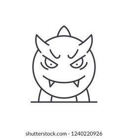 Cheerful vampire line icon concept. Cheerful vampire vector linear illustration, symbol, sign