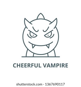 Cheerful vampire line icon, vector. Cheerful vampire outline sign, concept symbol, flat illustration