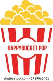 Ilustración vectorial alegre del logotipo del Pop de Happybucket del diseño de las palomitas de maíz del Arte vectorial